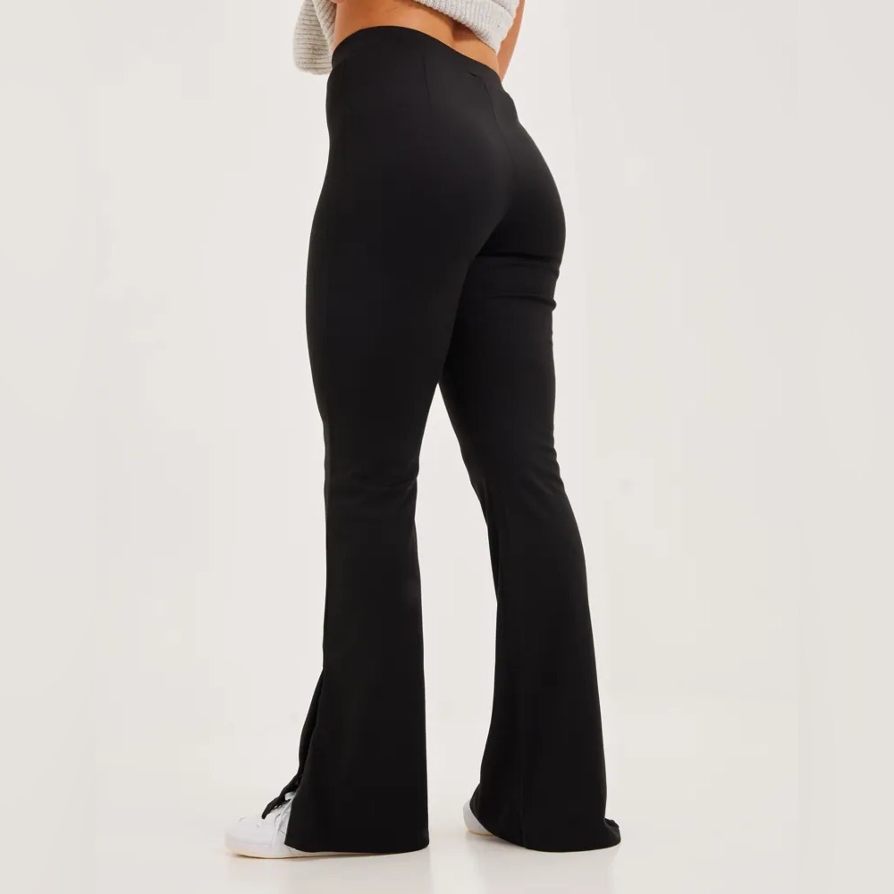 VILA Black Flare Pants With Split Hem Size Medium - Picture 3 of 8